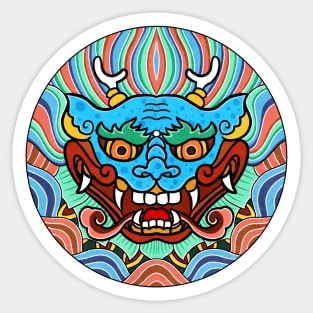 Minhwa: Dragon Face on Shield D Type Sticker